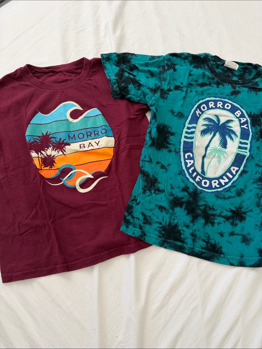 Hanes Kids' Short Sleeve Tees - Teal Tie-Dye & Burgundy